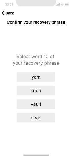 Identify specific recovery phrase words