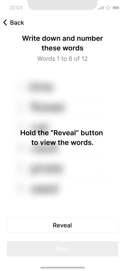 Reveal option where words are not readable by default