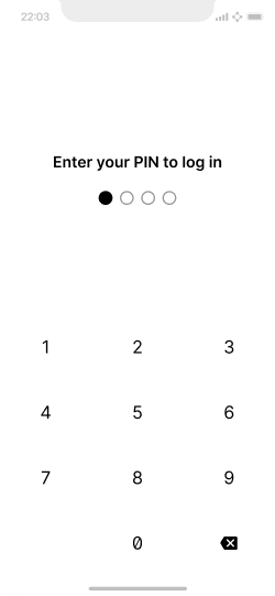 Enter pin screen