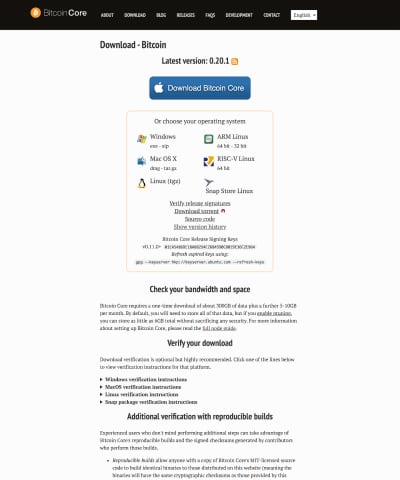 Bitcoincore.org download page