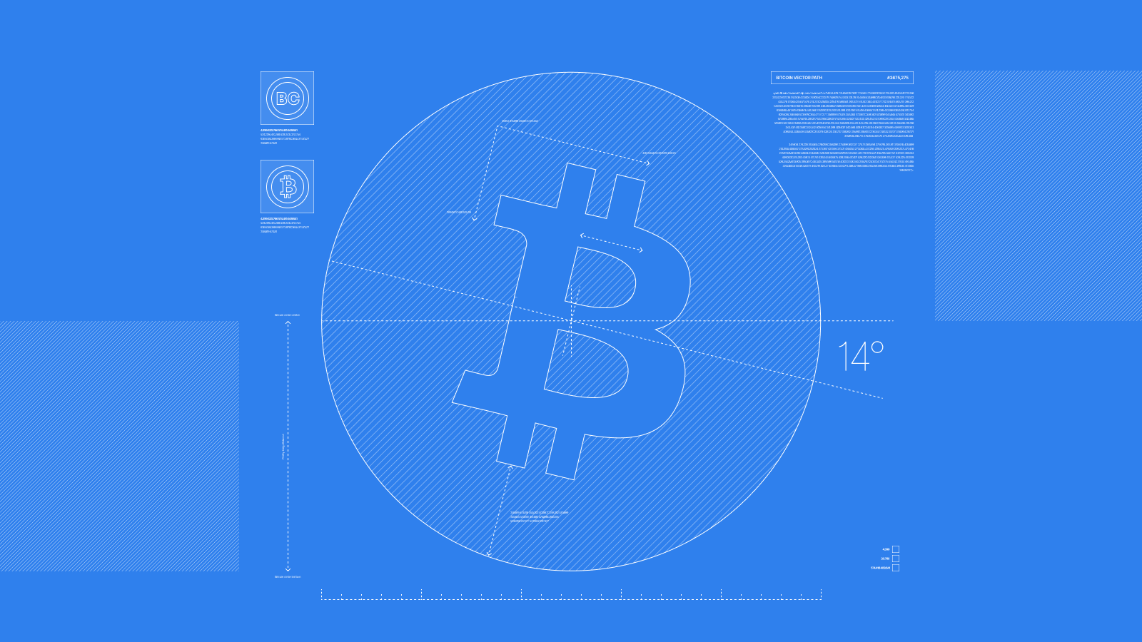 Blueprint illustration of a bitcoin symbol